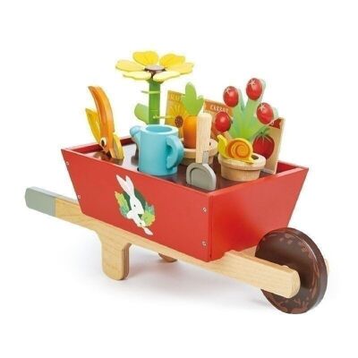 Garden Wheelbarrow Tender Leaf Wooden Role Play set 