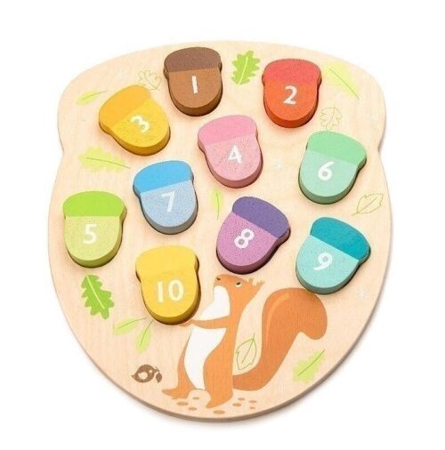 How Many Acorns Tender Leaf Wooden Puzzle