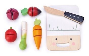 Planche à découper en bois et ensemble de légumes Mini Chef Tender Leaf 1