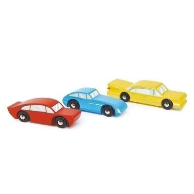 Retro Cars Lot de 3 jouets en bois Tender Leaf