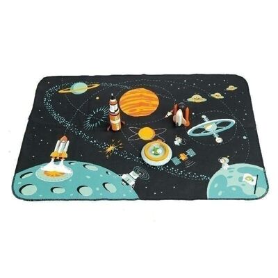 Alfombra de juego de aventura espacial, juego de madera de hoja tierna