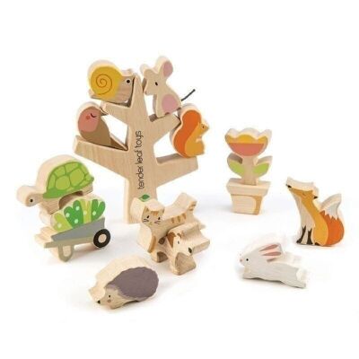 Stacking Garden Friends Tender Leaf Wooden  Game With Bag