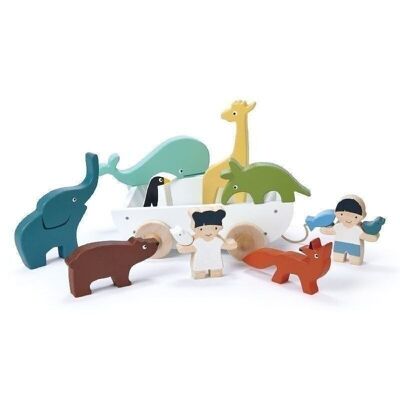 The Friend Ship Tender Leaf Wooden Stacking Pull Along Toy