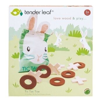 Tic Tac Toe Tender Leaf Jeu en bois avec sac 5