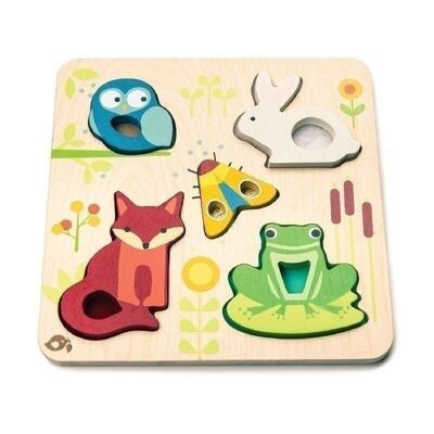Touchy Feely Animals Tender Leaf Puzzle de madera