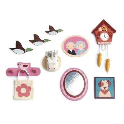 Set di accessori per la casa delle bambole in legno con foglia tenera