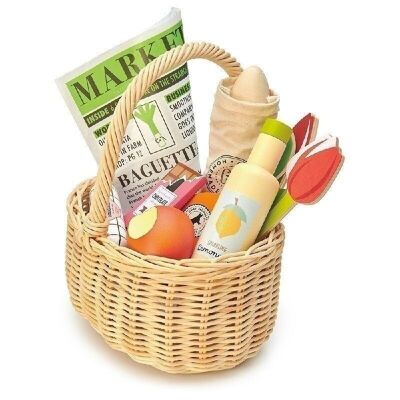 Wicker Shopping Basket Tender Leaf Wooden Role Play Toy
