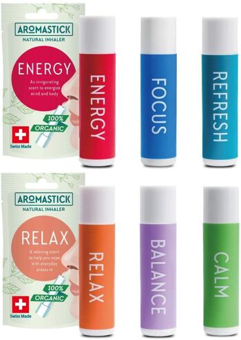 Inhalateurs nasaux Aromastick Focus, Energy, Refresh 5