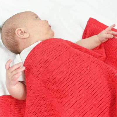 Bright Bots Cellular Blankets 100% Cotton Red