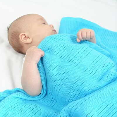 Bright Bots Cellular Blankets 100% Cotton Turquoise