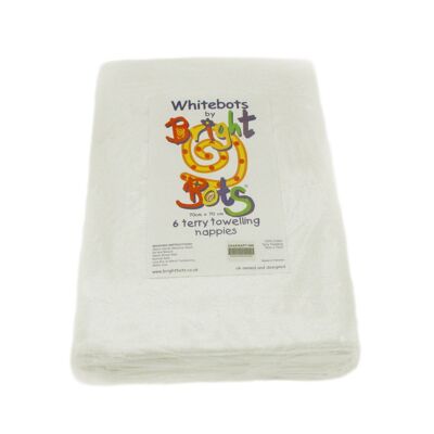 White Bots 6pk 100% Cotton Terry Squares 70cm