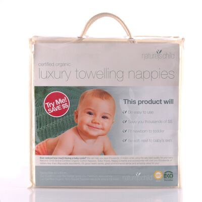 Natures Child Luxury Towelling Nappies Pkt 6