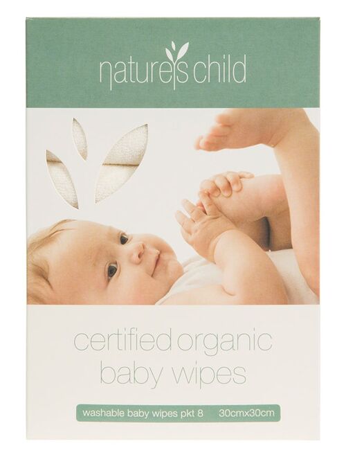 Natures Child Reusable Baby Wipes “ Organic Cotton Box of 8