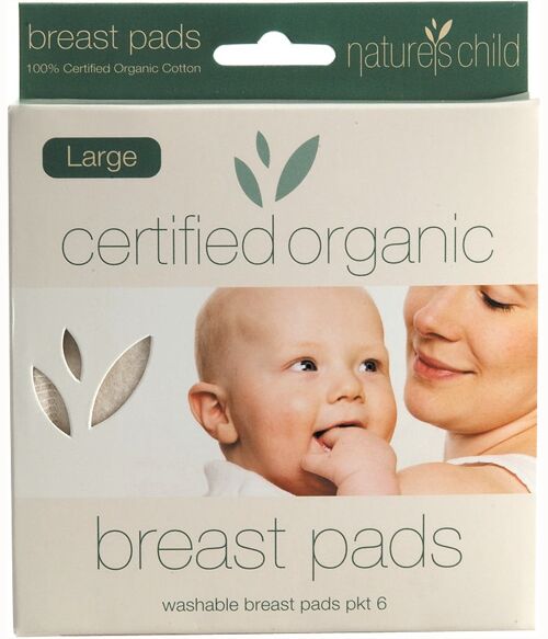 Natures Child Organic Cotton Reusable Breast Pads Night/Large Pkt 6