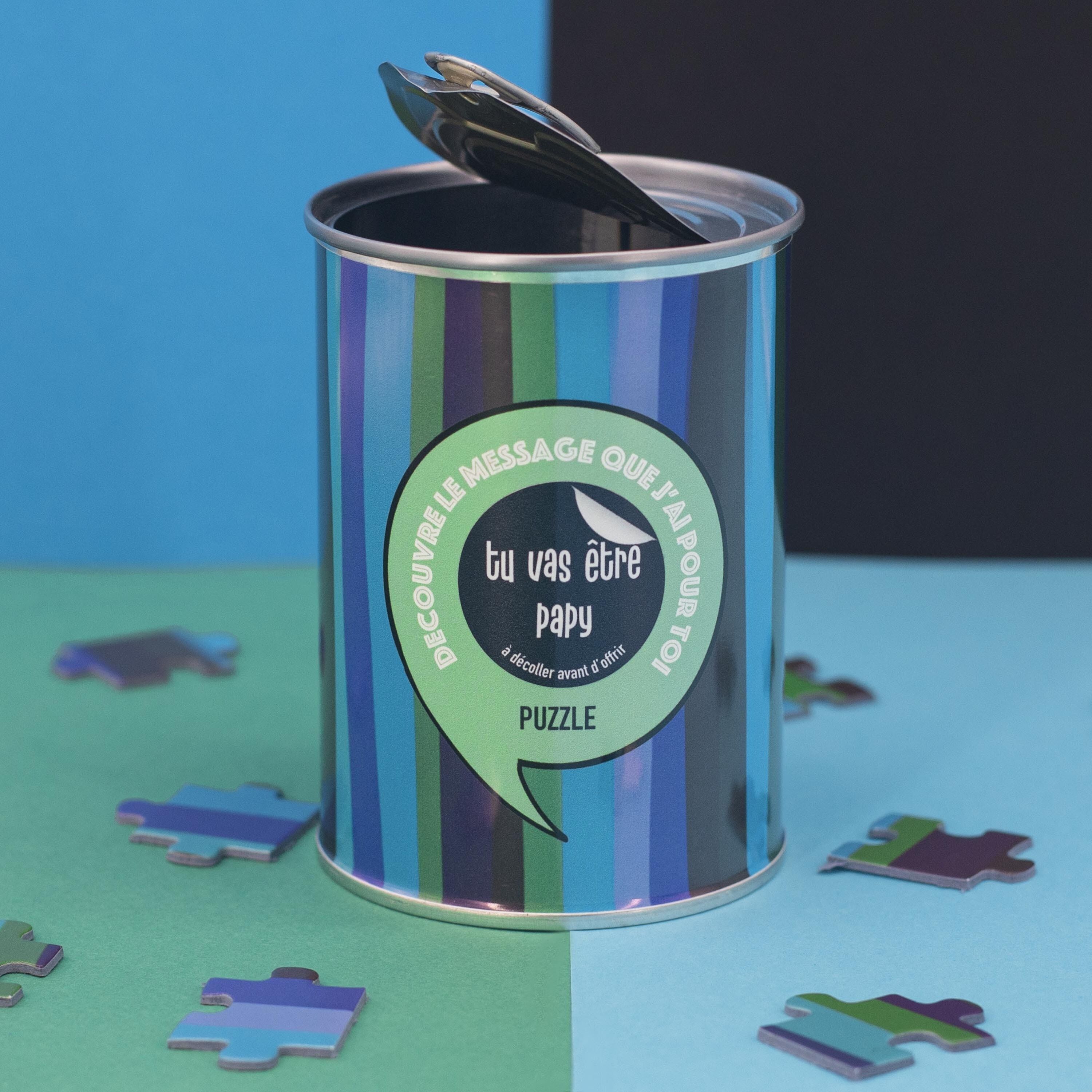 In Frankreich hergestelltes Nachrichtenpuzzle „Du wirst Opa sein“.