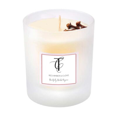 Seasonal Pastels - Red Amber Clove Pastel Glass Candle