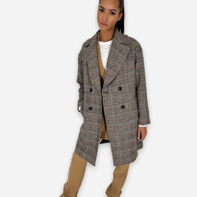 ZORO - GRAY Straight checked coat