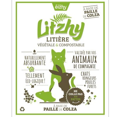 Litzhy Colza: Arena Vegetal para Gatos y Pequeños Animales, Paja de Colza, 6L