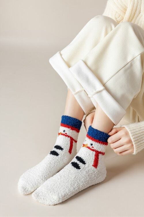 Christmas Cartoon Coral Fleece Terry Socks