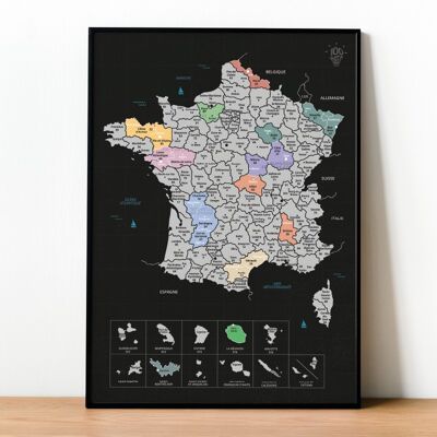 Karte von Frankreich – Poster zum Rubbeln