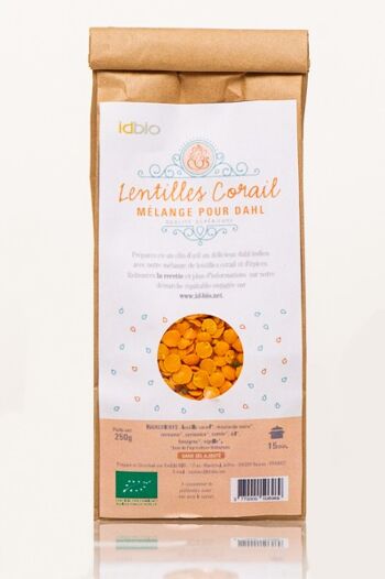 Lentilles corail à l'indienne bio, Dhal - 250g