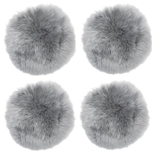 Sheepskin Seat cover 4-set_Light Grey