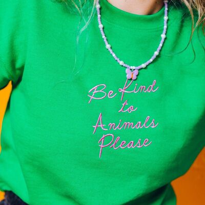 Be Kind to Animals Embroidered Sweatshirt