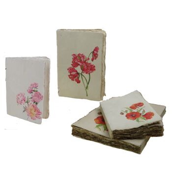 Carnet en papier parchemin motif de fleurs 2