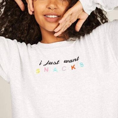 I Just Want Snacks Embroidered Sweatshirt