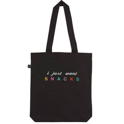 I Just Want Snacks Embroidered Tote Bag