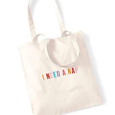 I Need A Nap Embroidered Tote Bag