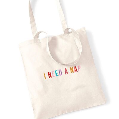 I Need A Nap Embroidered Tote Bag