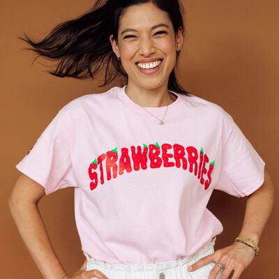 Strawberries Embroidered T-Shirt