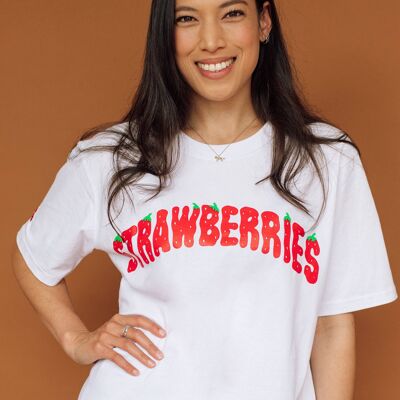 Strawberries Luxe Embroidered T-Shirt