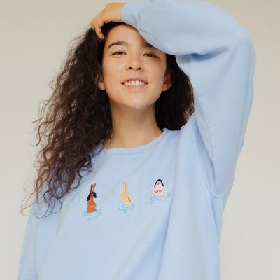 Swimming Ladies Embroidered Sweatshirt