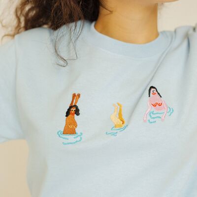 Swimming Ladies Embroidered T-Shirt