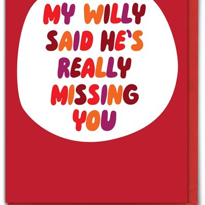 Funny Missing You Card - My Willy