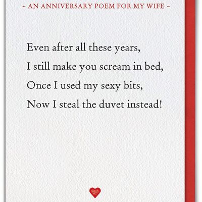Funny Anniversary Card - Poem For My Wife