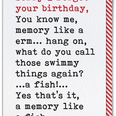 Funny Belated Card - Memory Like a Fish