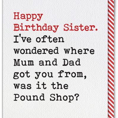 Funny Card - Sister Pound Shop