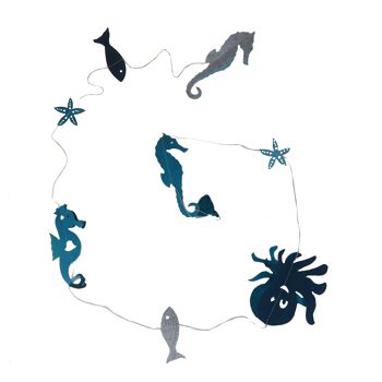 Guirlande en papier octopus, hippocampe et étoile de mer chambre d'enfant et décoration 1