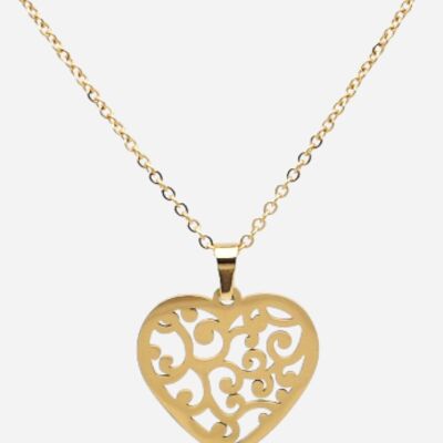 Set of 3 golden heart necklaces