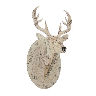 Trofeo de ciervo de cartón con motivo de caligrafía decoración de pared de cabeza de ciervo