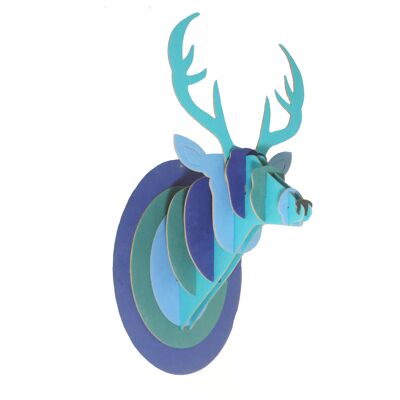 Trofeo de ciervo de cartón cabeza de ciervo azul decoración de pared