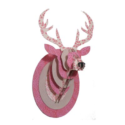 Trofeo de cabeza de ciervo rosa primavera