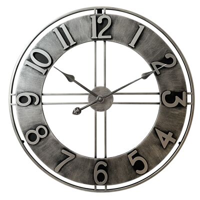 Wandklok Becka grijs zilver 60cm - Wandklok modern - Stil uurwerk - Industriële wandklok