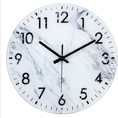 Keukenklok Abel wit marmer 30cm - Wandklok stil uurwerk