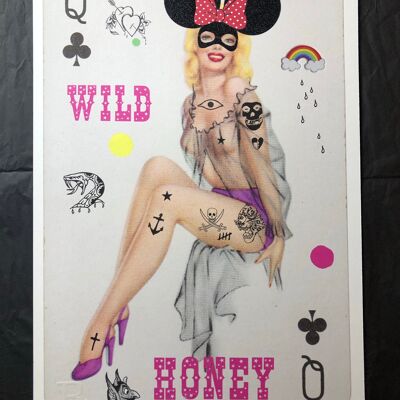 Wild Card Queen of Clubs 50's PINUP - Imprimir