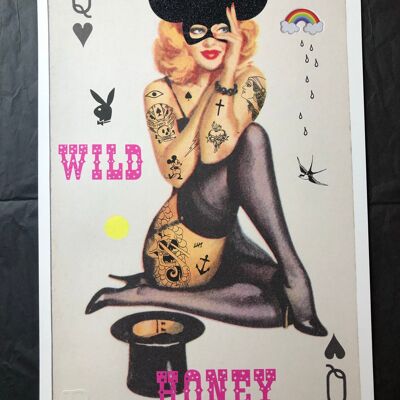 Wild Honey Wild Card Queen of Spades 50's PINUP - Print