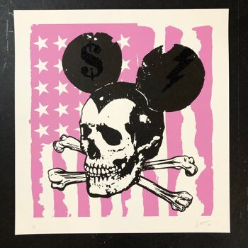 Misfit Mickey Pink Flag - Poussière de paillettes rose et noire 1